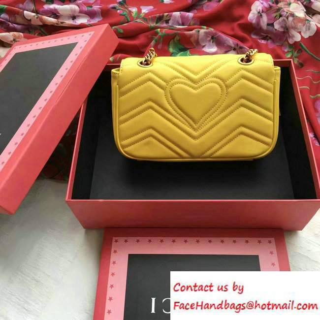 Gucci GG Marmont Matelasse Chevron Mini Chain Shoulder Bag 446744 Yellow 2016