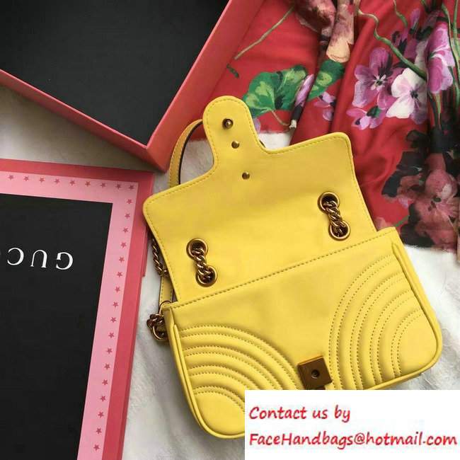 Gucci GG Marmont Matelasse Chevron Mini Chain Shoulder Bag 446744 Yellow 2016 - Click Image to Close