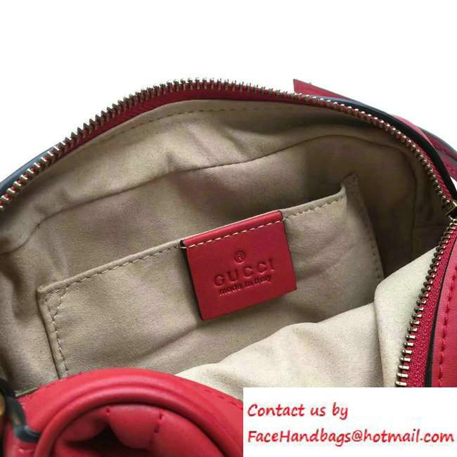 Gucci GG Marmont Matelasse Chevron Mini Chain Shoulder Camera Bag 448065 Red 2016 - Click Image to Close