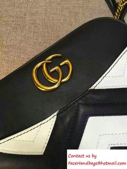 Gucci GG Marmont Matelasse Chevron Shoulder Medium Bag 443499 Black/White 2016
