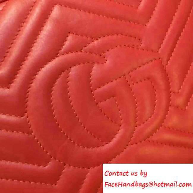 Gucci GG Marmont Matelasse Chevron Shoulder Medium Bag 443499 Red 2016