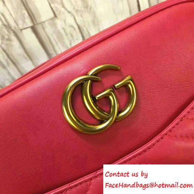 Gucci GG Marmont Matelasse Chevron Shoulder Medium Bag 443499 Red 2016 - Click Image to Close