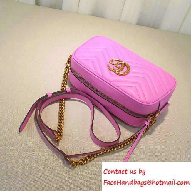Gucci GG Marmont Matelasse Chevron Shoulder Small Bag 447632 Pink 2016 - Click Image to Close