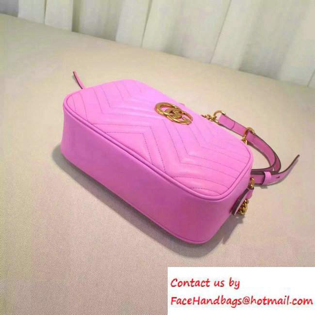 Gucci GG Marmont Matelasse Chevron Shoulder Small Bag 447632 Pink 2016 - Click Image to Close