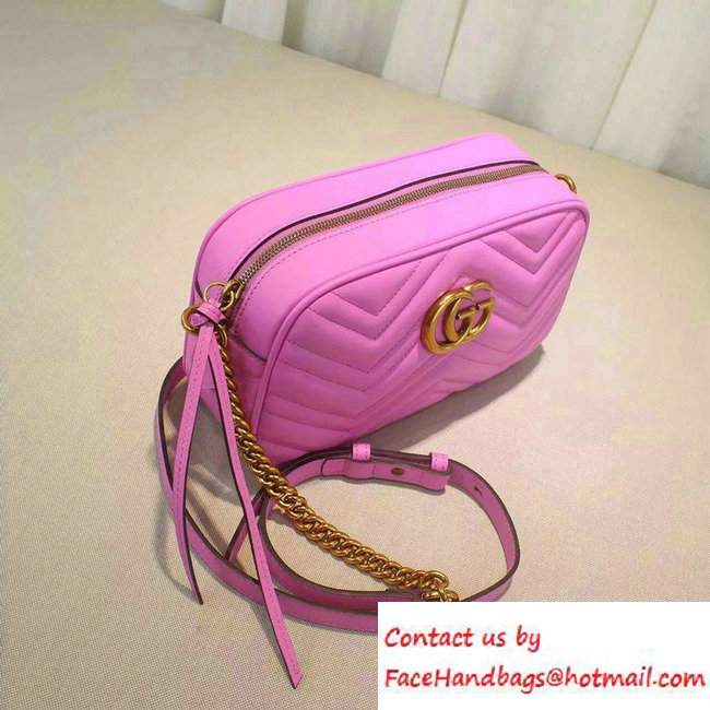 Gucci GG Marmont Matelasse Chevron Shoulder Small Bag 447632 Pink 2016