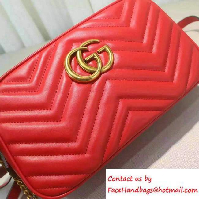 Gucci GG Marmont Matelasse Chevron Shoulder Small Bag 447632 Red 2016 - Click Image to Close