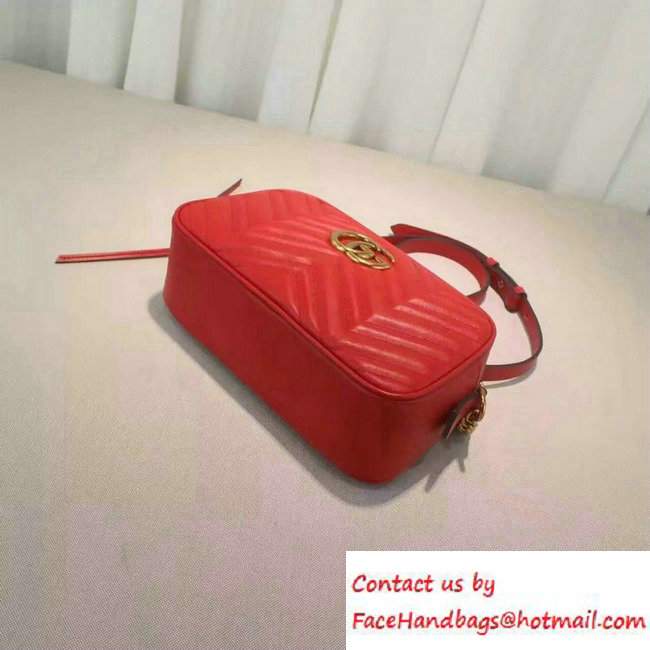 Gucci GG Marmont Matelasse Chevron Shoulder Small Bag 447632 Red 2016