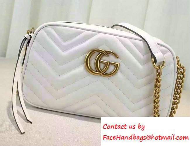 Gucci GG Marmont Matelasse Chevron Shoulder Small Bag 447632 White 2016 - Click Image to Close