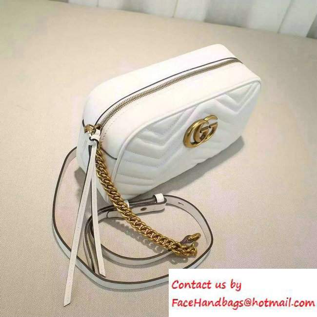 Gucci GG Marmont Matelasse Chevron Shoulder Small Bag 447632 White 2016 - Click Image to Close