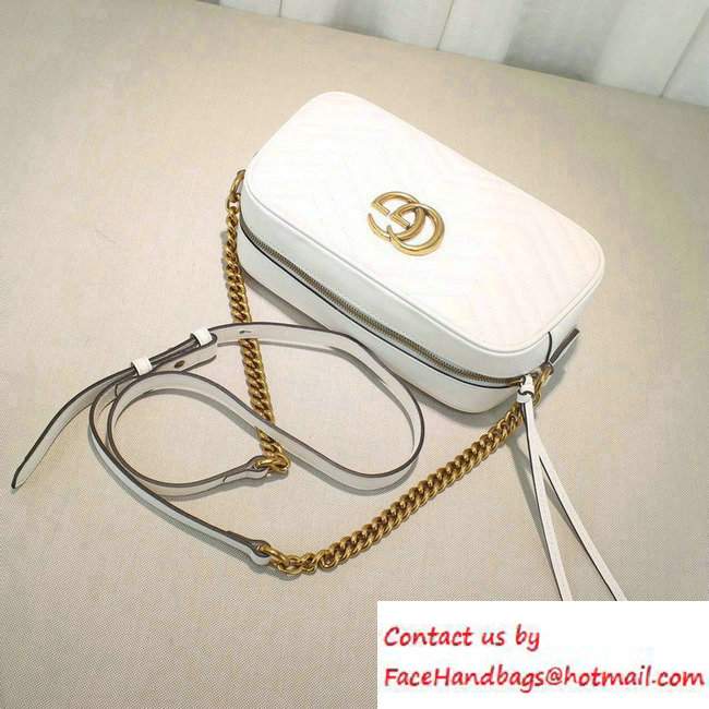 Gucci GG Marmont Matelasse Chevron Shoulder Small Bag 447632 White 2016