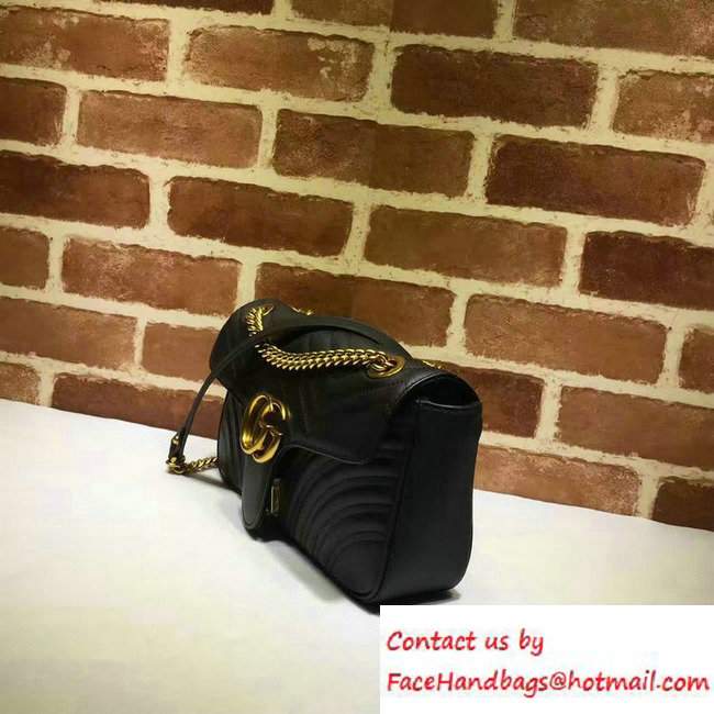 Gucci GG Marmont Matelasse Chevron Small Chain Shoulder Bag 443497 Black 2016 - Click Image to Close