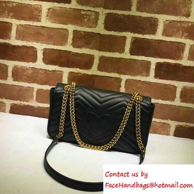 Gucci GG Marmont Matelasse Chevron Small Chain Shoulder Bag 443497 Black 2016 - Click Image to Close