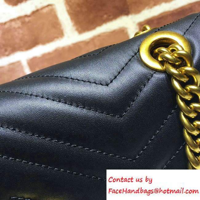 Gucci GG Marmont Matelasse Chevron Small Chain Shoulder Bag 443497 Black 2016