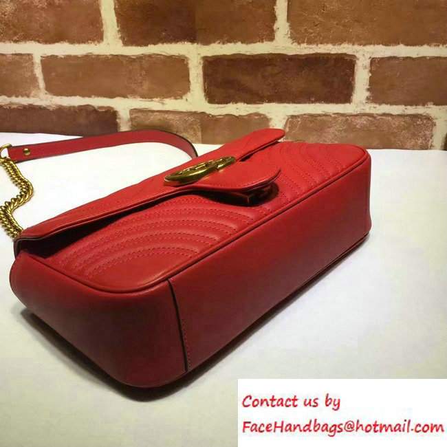 Gucci GG Marmont Matelasse Chevron Small Chain Shoulder Bag 443497 Red 2016 - Click Image to Close