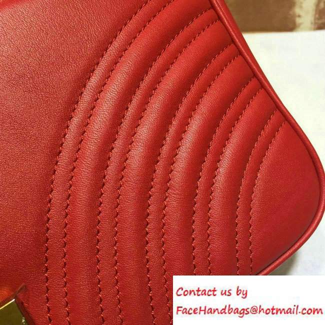 Gucci GG Marmont Matelasse Chevron Small Chain Shoulder Bag 443497 Red 2016