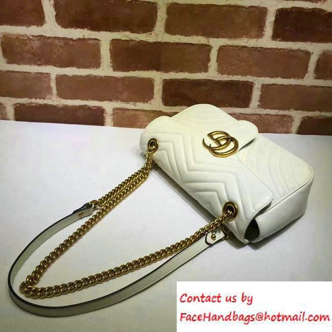 Gucci GG Marmont Matelasse Chevron Small Chain Shoulder Bag 443497 White 2016 - Click Image to Close