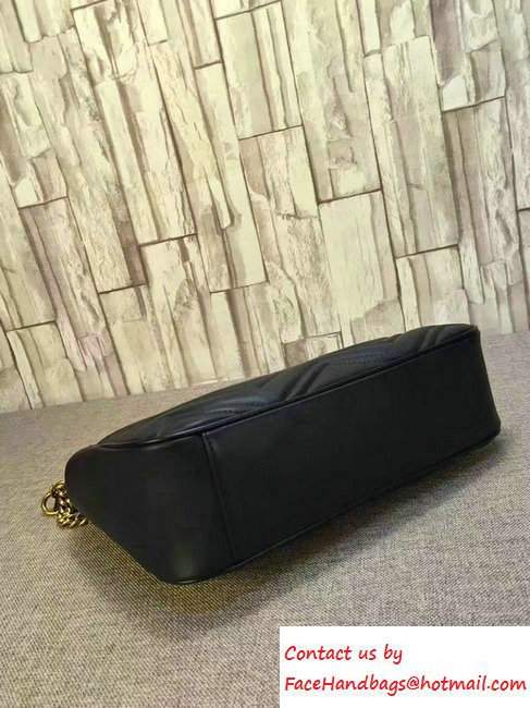 Gucci GG Marmont Matelasse Chevron Tote Medium Bag 443501 Black 2016 - Click Image to Close
