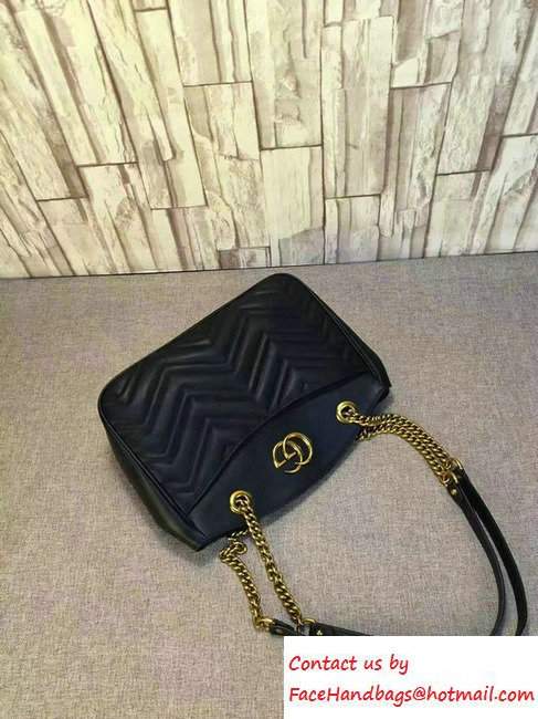 Gucci GG Marmont Matelasse Chevron Tote Medium Bag 443501 Black 2016 - Click Image to Close