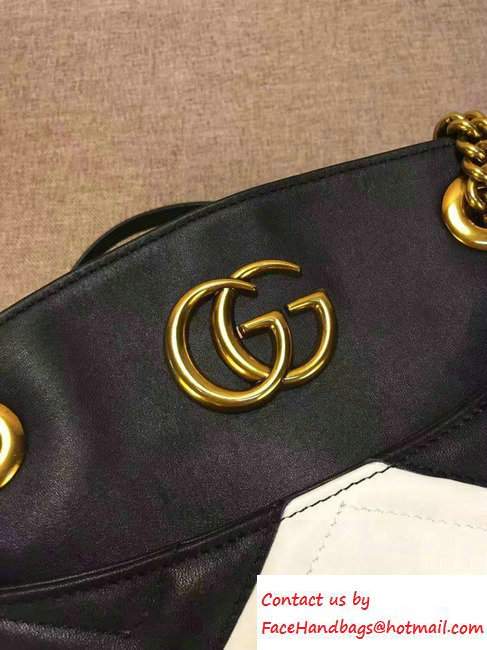 Gucci GG Marmont Matelasse Chevron Tote Medium Bag 443501 Black/White 2016 - Click Image to Close