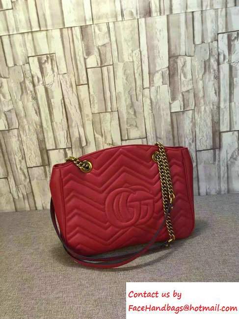 Gucci GG Marmont Matelasse Chevron Tote Medium Bag 443501 Red 2016 - Click Image to Close