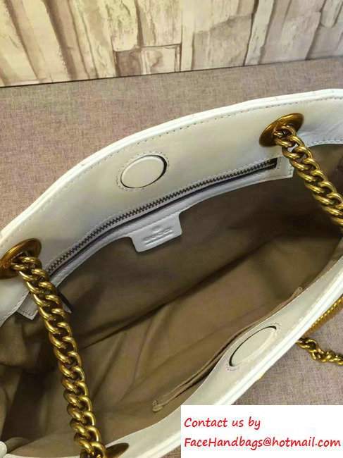 Gucci GG Marmont Matelasse Chevron Tote Medium Bag 443501 White 2016