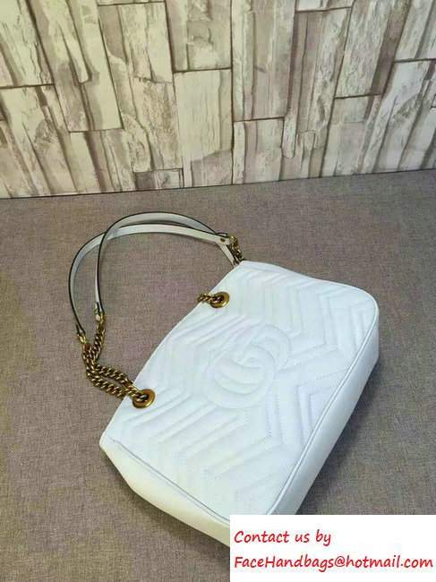 Gucci GG Marmont Matelasse Chevron Tote Medium Bag 443501 White 2016 - Click Image to Close