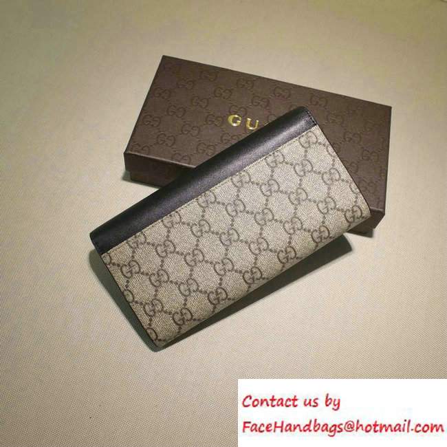 Gucci GG Supreme Canvas Contiental Flap Wallet 410100 Black 2016