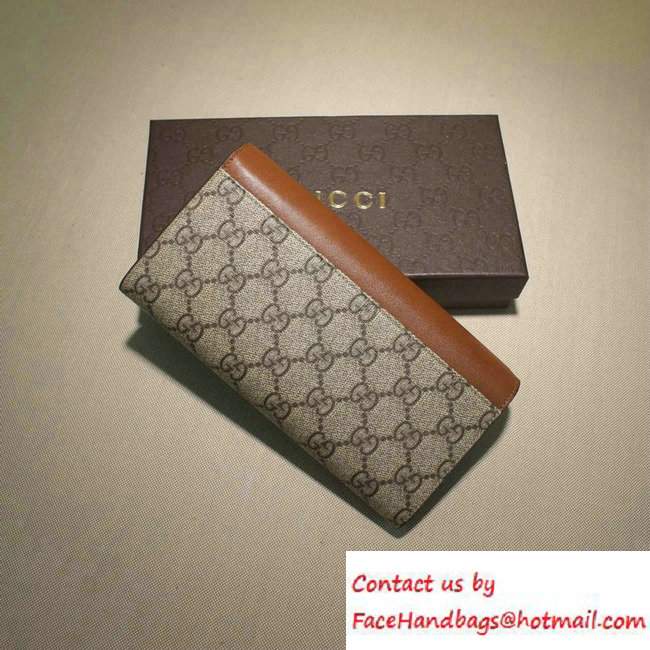 Gucci GG Supreme Canvas Contiental Flap Wallet 410100 Brown 2016 - Click Image to Close