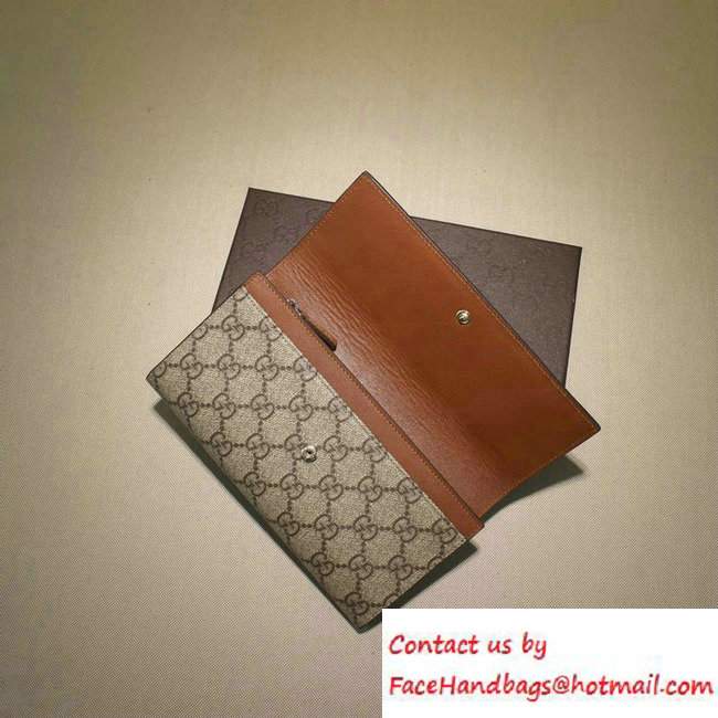 Gucci GG Supreme Canvas Contiental Flap Wallet 410100 Brown 2016