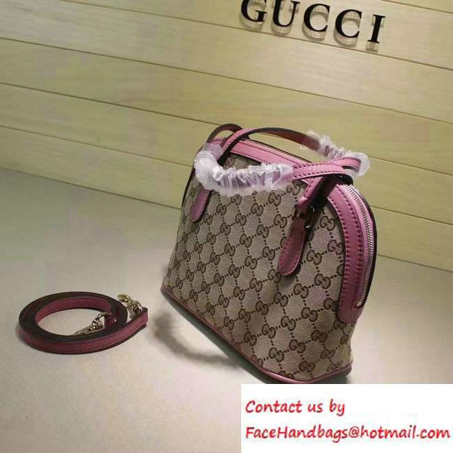 Gucci GG Supreme Canvas Convertible Mini Dome Cross Body Bag 341504 Pink