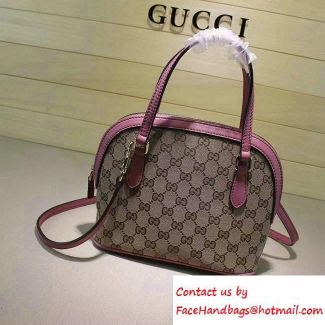 Gucci GG Supreme Canvas Convertible Mini Dome Cross Body Bag 341504 Pink - Click Image to Close