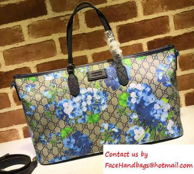 Gucci GG Supreme Medium Tote Bag 410748 Blue Blooms - Click Image to Close