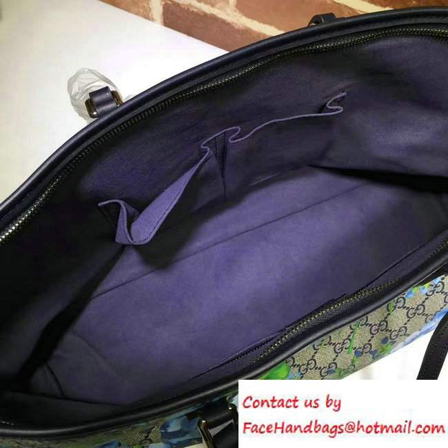 Gucci GG Supreme Medium Tote Bag 410748 Blue Blooms - Click Image to Close