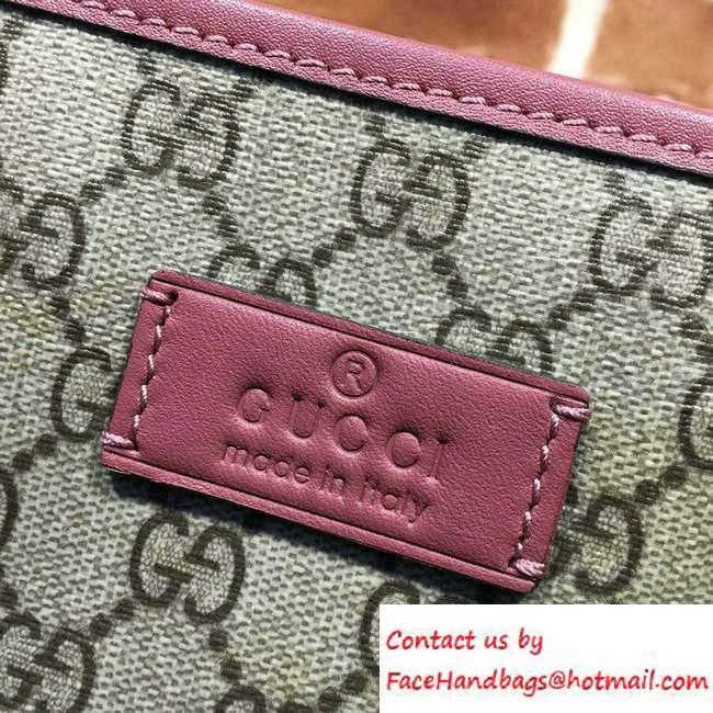 Gucci GG Supreme Medium Tote Bag 410748 Fushia - Click Image to Close