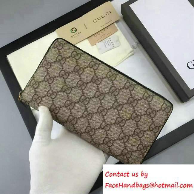 Gucci GG Supreme Zip Around Wallet 410102 Black 2016
