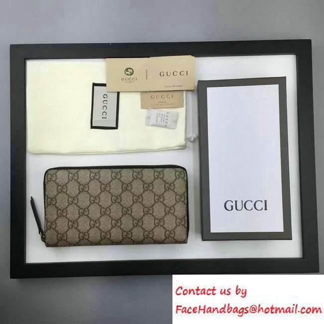 Gucci GG Supreme Zip Around Wallet 410102 Black 2016 - Click Image to Close