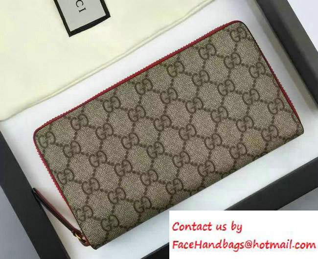 Gucci GG Supreme Zip Around Wallet 410102 Red 2016