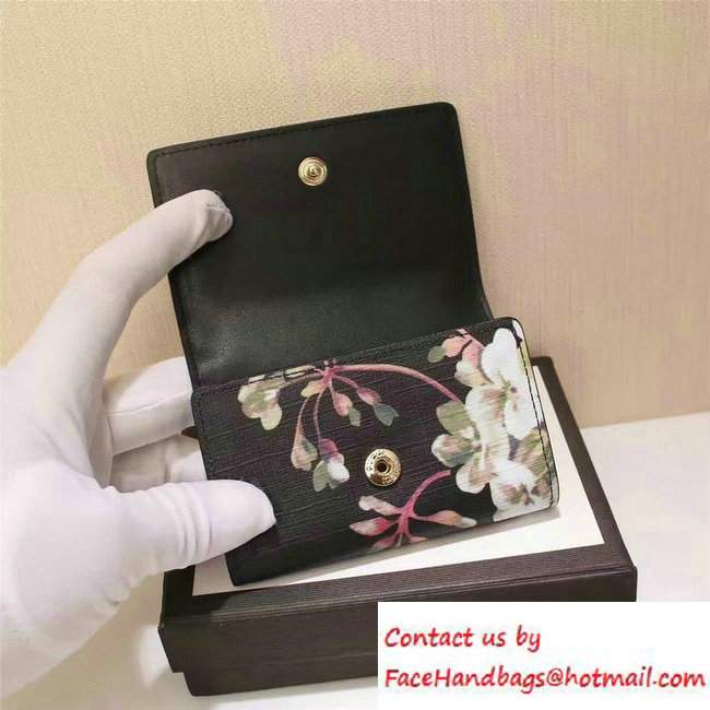 Gucci Key Case Wallet 410078 Blooms Black 2016