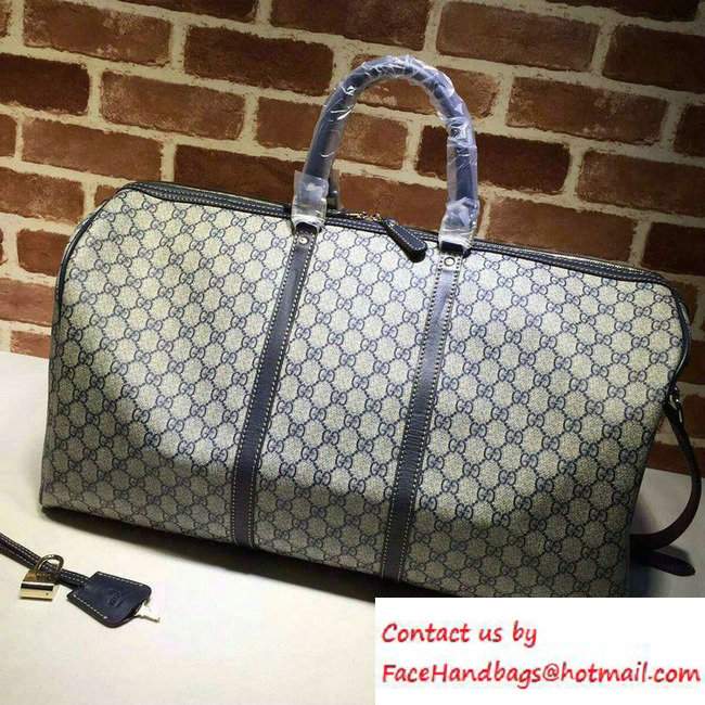 Gucci Large GG Plus Carry-On Duffle Luggage Bag 206500 Blue