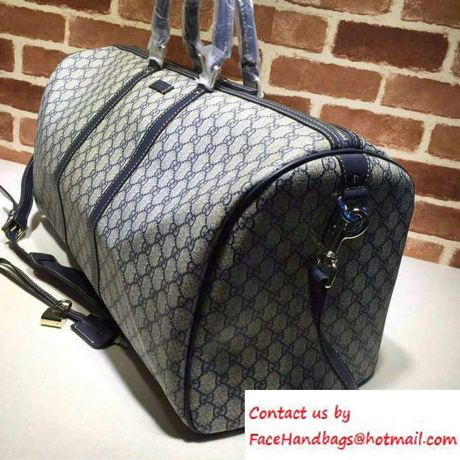 Gucci Large GG Plus Carry-On Duffle Luggage Bag 206500 Blue - Click Image to Close
