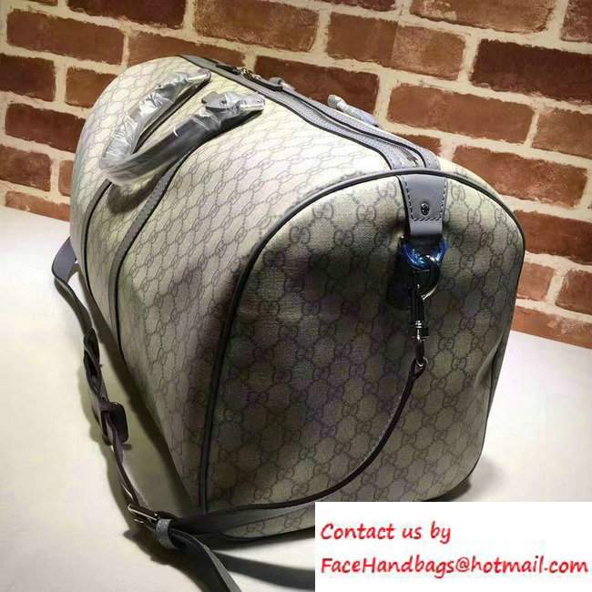 Gucci Large GG Plus Carry-On Duffle Luggage Bag 206500 Gray