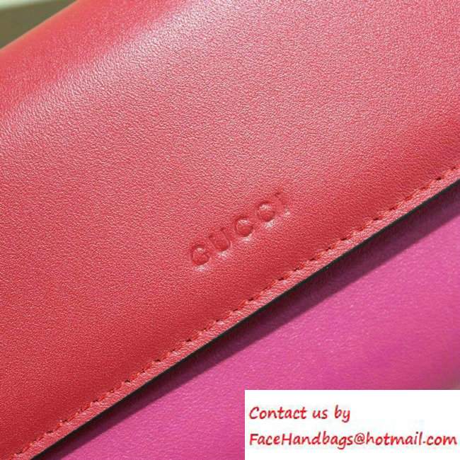 Gucci Leather Contiental Flap Wallet 410100 Red/Fushia 2016 - Click Image to Close
