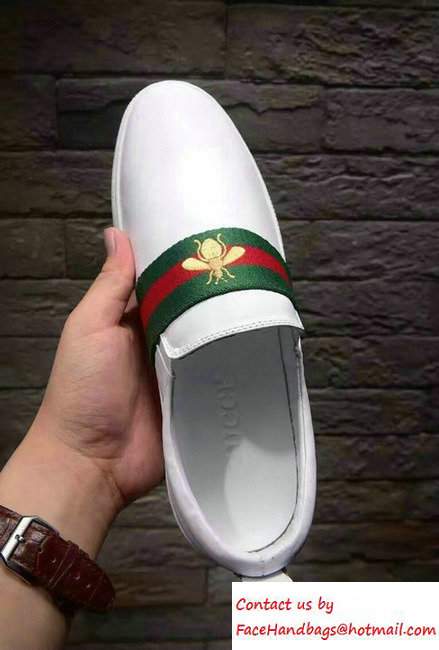 Gucci Men's Shoes Web Bee White 2016 - Click Image to Close