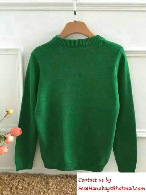 Gucci Merino Wool Embroidered Snake Top Sweaters 434349 Green 2016