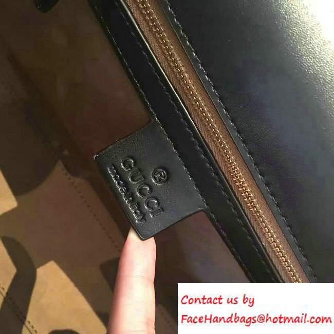 Gucci Padlock Gucci Signature Leather Shoulder Medium Bag 409486 Black 2016 - Click Image to Close