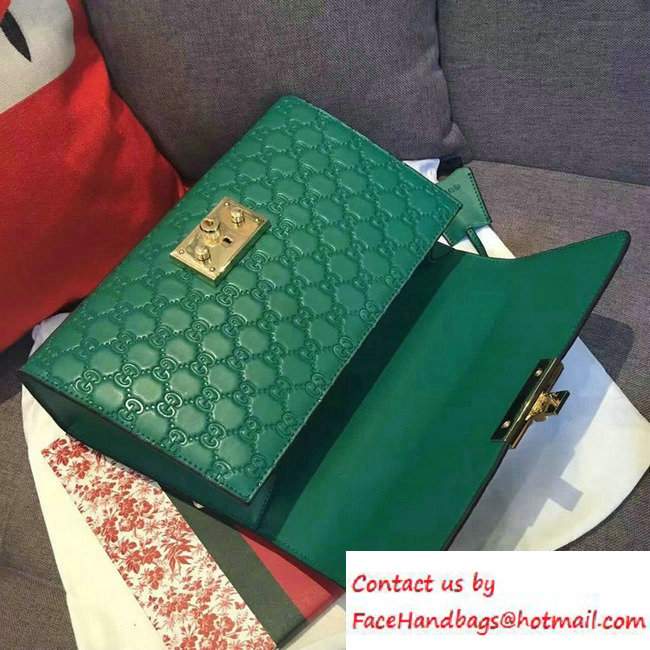 Gucci Padlock Gucci Signature Leather Shoulder Medium Bag 409486 Green 2016 - Click Image to Close