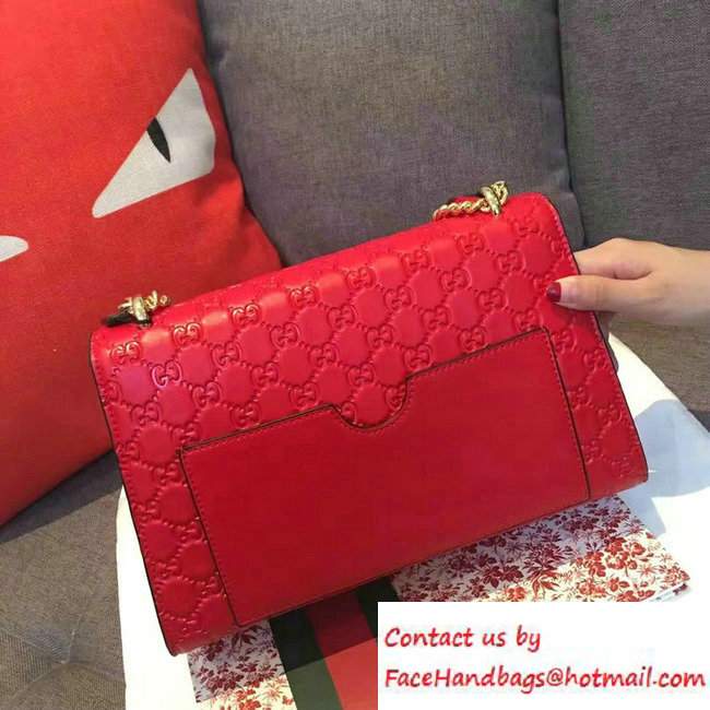 Gucci Padlock Gucci Signature Leather Shoulder Medium Bag 409486 Red 2016 - Click Image to Close