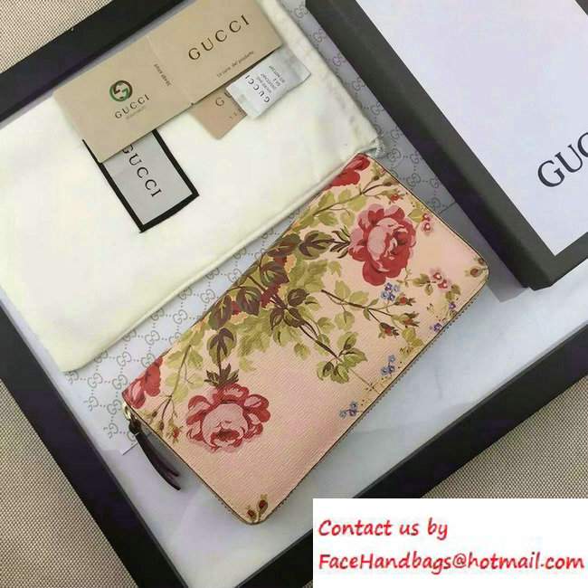 Gucci Peony Print Zip Around Wallet 410102 Pink 2016
