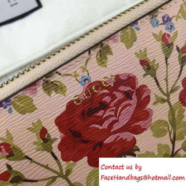 Gucci Peony Print Zip Around Wallet 410102 Pink 2016 - Click Image to Close