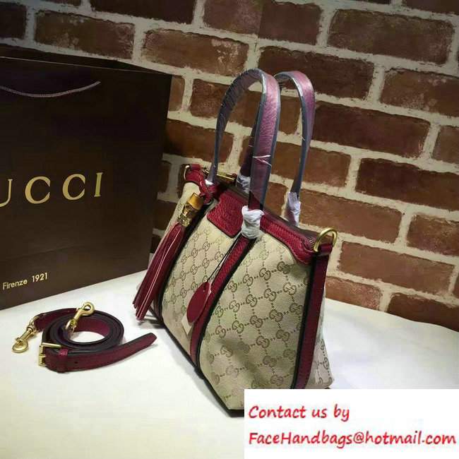 Gucci Rania Original GG Canvas Top Handle Small Bag 353114 Beige/Date Red